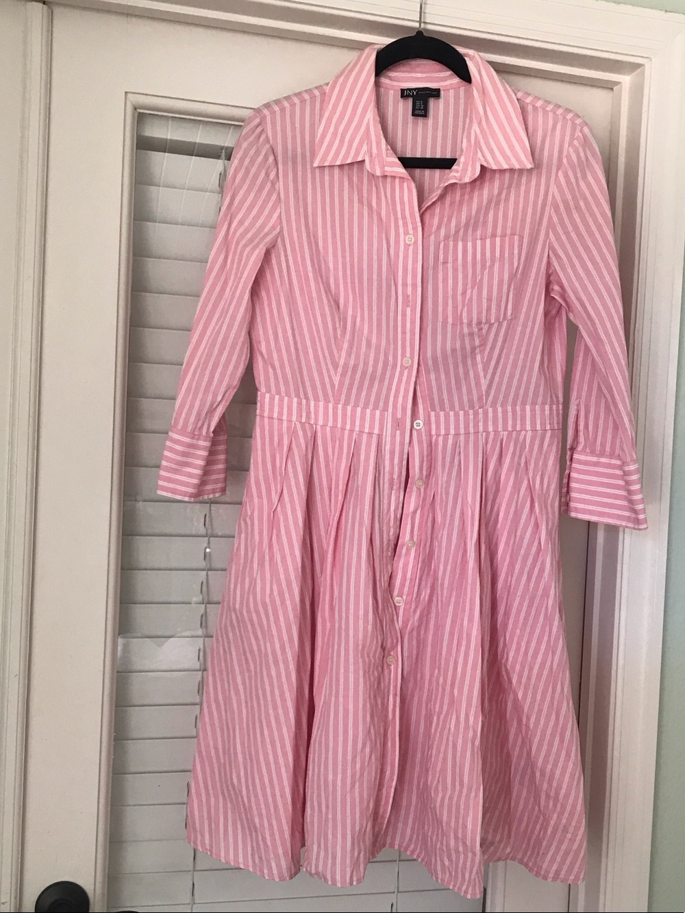 Jones New York Pink and White Striped Button-Front woman’s Dress